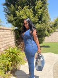Double up Denim Jumpsuit - Dark Blue