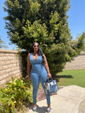 Double up Denim Jumpsuit (Medium Blue)