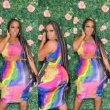 Dina the rainbow midi dress