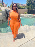 Porscha Fringe Pants Set (Orange)