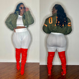 Cute girl bomber jacket- Olive