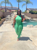 Porsha Fringe Pants Set  (Kelly Green)