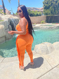 Porscha Fringe Pants Set (Orange)